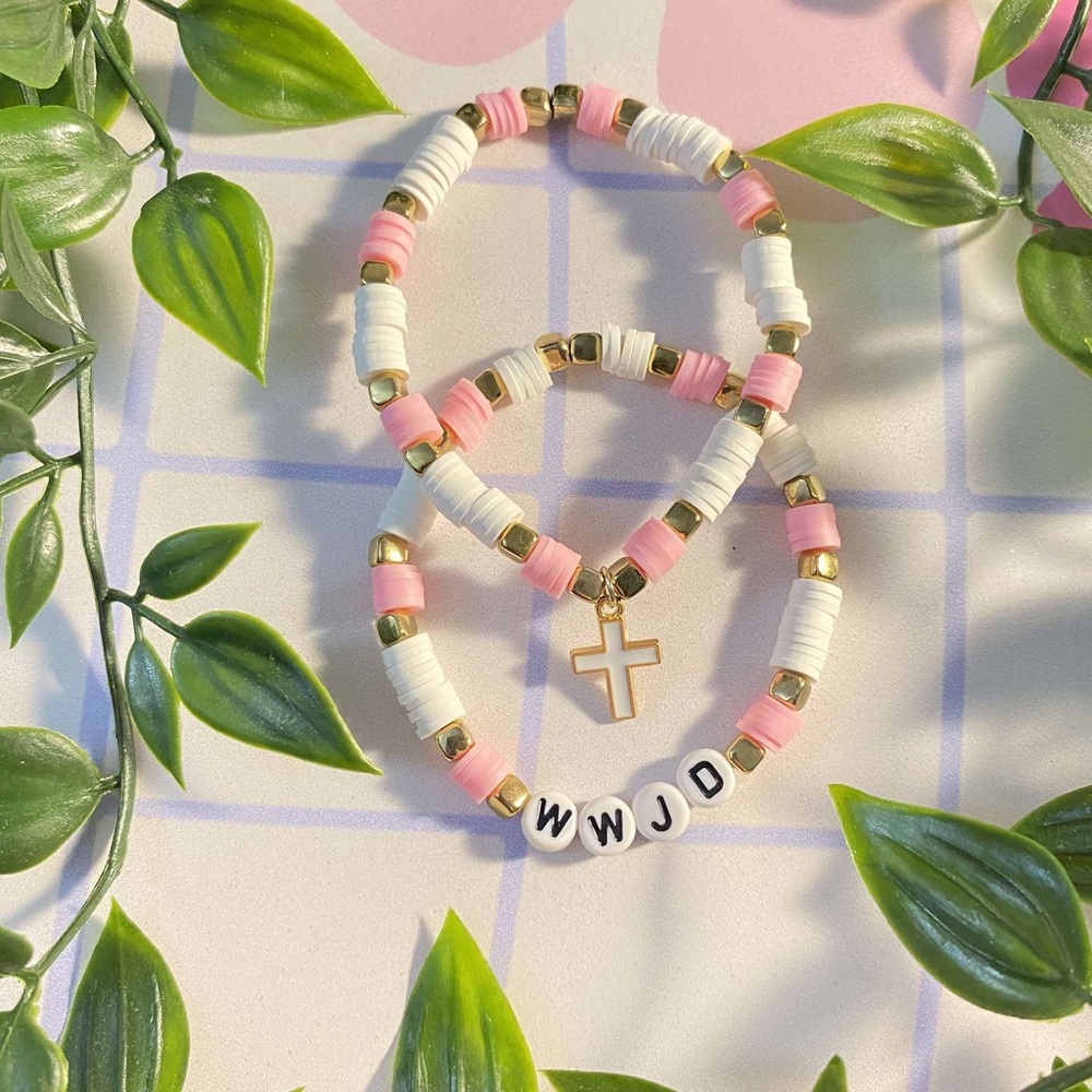 What Would Jesus Do? Beaded Bracelets Set with Gold Accents